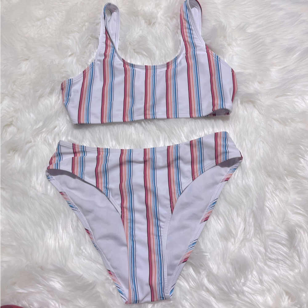 Striped high waisted bikini size XL